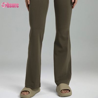 80% nylon, 20% spandex Mistura de 220 gramas Naked Softy Calças de Ginástica Cintura Elástica Leggings Flare para Mulheres