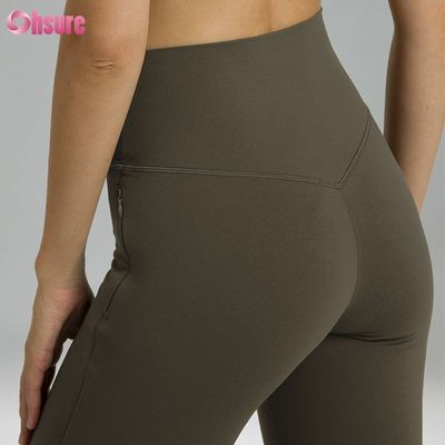 80% nylon, 20% spandex Mistura de 220 gramas Naked Softy Calças de Ginástica Cintura Elástica Leggings Flare para Mulheres