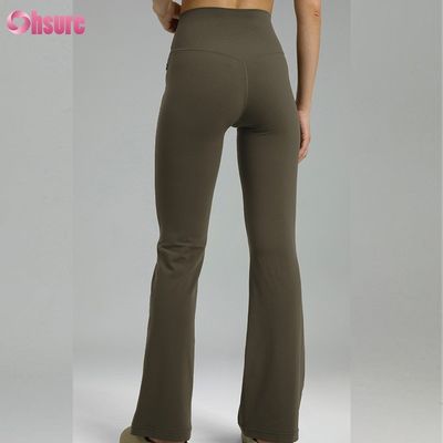 80% nylon, 20% spandex Mistura de 220 gramas Naked Softy Calças de Ginástica Cintura Elástica Leggings Flare para Mulheres