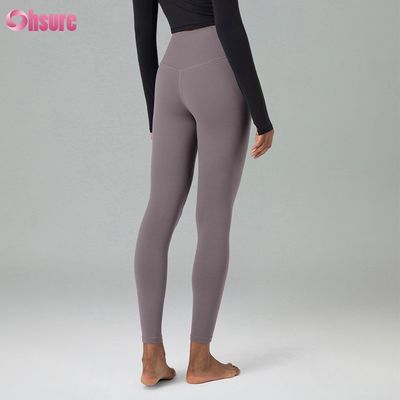 Calças de ginástica de tecido ecológico misto de nylon reciclado e spandex, leggings de treino para mulheres