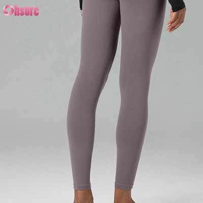 Calças de ginástica de tecido ecológico misto de nylon reciclado e spandex, leggings de treino para mulheres