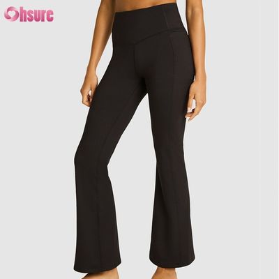 80% de nylon 20% de espandêx mistura 220 gramas calças de ginástica cintura elástica treino flare leggings para mulheres Full 1 peça alta calças de espandêx