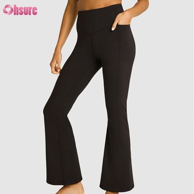 80% de nylon 20% de espandêx mistura 220 gramas calças de ginástica cintura elástica treino flare leggings para mulheres Full 1 peça alta calças de espandêx