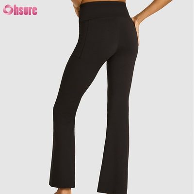 80% de nylon 20% de espandêx mistura 220 gramas calças de ginástica cintura elástica treino flare leggings para mulheres Full 1 peça alta calças de espandêx
