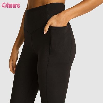 80% de nylon 20% de espandêx mistura 220 gramas calças de ginástica cintura elástica treino flare leggings para mulheres Full 1 peça alta calças de espandêx