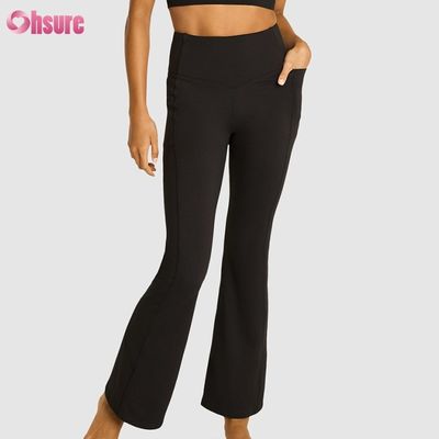 80% de nylon 20% de espandêx mistura 220 gramas calças de ginástica cintura elástica treino flare leggings para mulheres Full 1 peça alta calças de espandêx