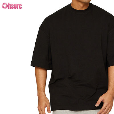 Camiseta de boxe oversized de manga curta com gola redonda e fibra de bambu leve de verão para homens