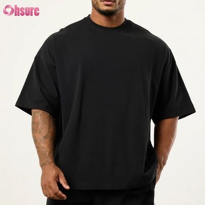 Camiseta de boxe oversized de manga curta com gola redonda e fibra de bambu leve de verão para homens