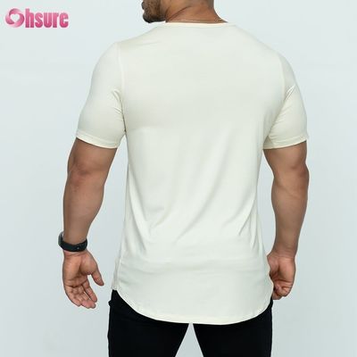 Camiseta com bainha curva em branco personalizada 95% bambu 5% elastano Personalizar Camisetas masculinas estampadas