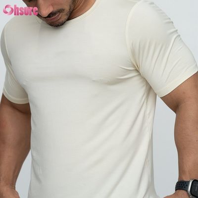 Camiseta com bainha curva em branco personalizada 95% bambu 5% elastano Personalizar Camisetas masculinas estampadas