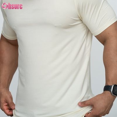 Camiseta com bainha curva em branco personalizada 95% bambu 5% elastano Personalizar Camisetas masculinas estampadas