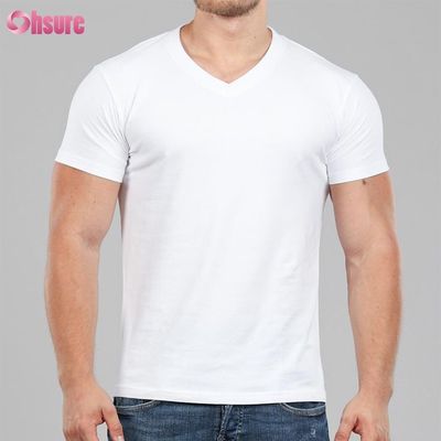 Camiseta de bambu para homens Tecido amigo Camiseta de boxe Decote em V Estampagem Casual Estampa Padrão Malha Suporte muscular