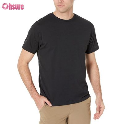 Camiseta de treino de manga curta de verão em promoção, gola redonda, lisa, de malha para homem