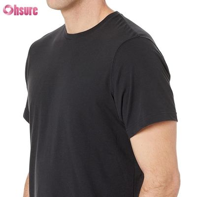 Camiseta de treino de manga curta de verão em promoção, gola redonda, lisa, de malha para homem