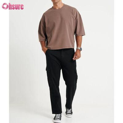 Comércio por grosso de camisa de algodão de pescoço grande para homens de peso leve camisa de estilo cortada para homens
