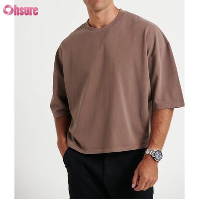 Comércio por grosso de camisa de algodão de pescoço grande para homens de peso leve camisa de estilo cortada para homens