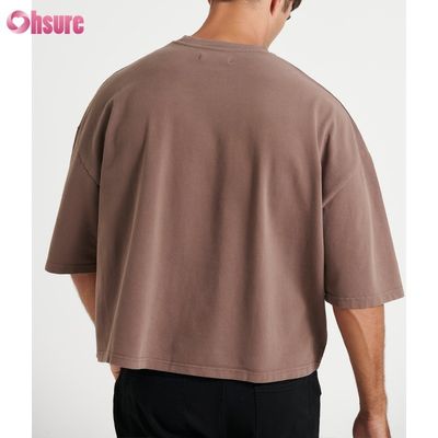 Comércio por grosso de camisa de algodão de pescoço grande para homens de peso leve camisa de estilo cortada para homens