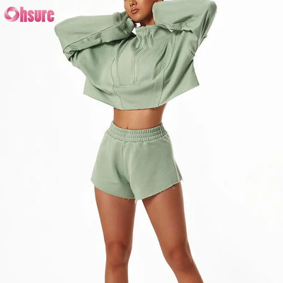 2024 Nova Moda Alta Qualidade Custom Hoodie Desportivo Feminino Solto Set Manga Longa Zipper Stand Sweatshirts para Inverno