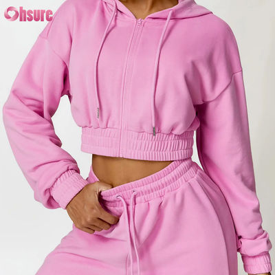 2025 NOVA Moda Alta Qualidade Poliéster / Algodão Hoodie Jaqueta Com Zipper Hood Design de Manga Longa Solta Para Ginásio Deportes Fitness
