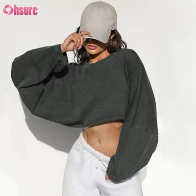 2025 New Fashion Light Hooded Oversized Hoodies Feminino Crewneck e Jogger Crop Top