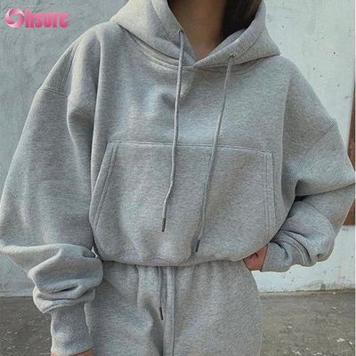 Imprimir Hoodies de Algodão Pesado para Mulheres Logotipo Personalizado Moletom Liso Gola Alta com Zíper Top Curto