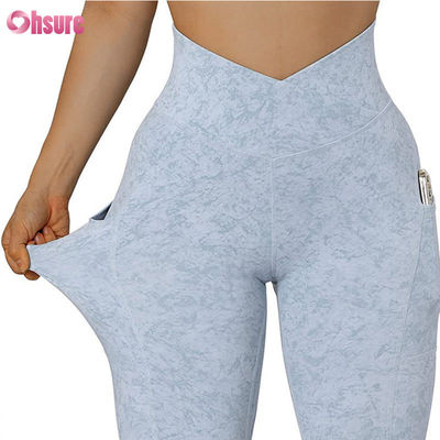 Leggings de ioga com cintura em V para mulheres, treino, levantamento de bumbum, calças de ioga, esportes, fitness, leggings de ioga com bolso