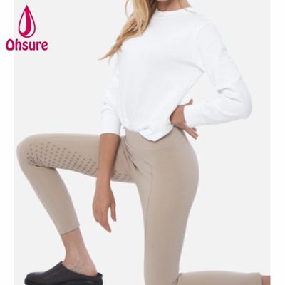 Calças de equitação femininas de cintura alta personalizadas de alta qualidade com silicone