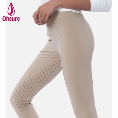 Calças de equitação femininas de cintura alta personalizadas de alta qualidade com silicone