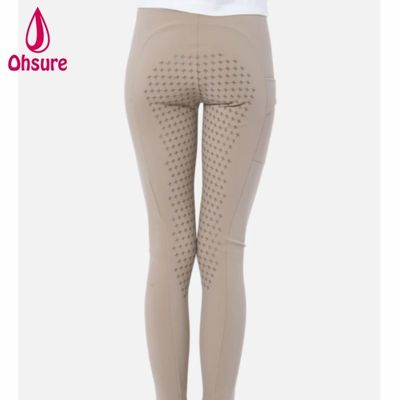 Calças de equitação femininas de cintura alta personalizadas de alta qualidade com silicone