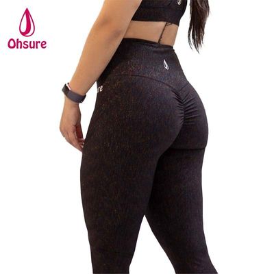 Feminino Scrunch Bum Gym Leggings cintura elástica Esporte Fitness Apertado Activwear com padrão sólido calças de yoga