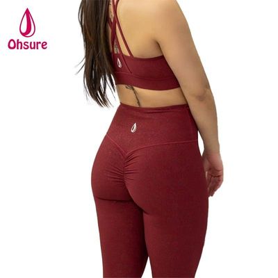 Feminino Scrunch Bum Gym Leggings cintura elástica Esporte Fitness Apertado Activwear com padrão sólido calças de yoga