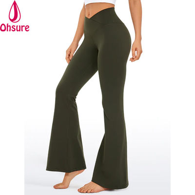Leggings de Ginástica Flare Moda Jovem Garota Leggings Justas Calças Flare Yoga v Cross Cintura Leggings Esportivas para Mulheres