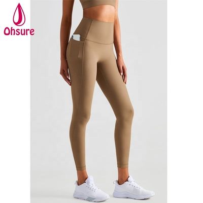 Calças de corrida respiráveis ​​em malha com bolso Leggings de ioga personalizadas para mulheres Calças de ginástica de compressão
