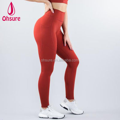 Calças de corrida respiráveis ​​em malha com bolso Leggings de ioga personalizadas para mulheres Calças de ginástica de compressão