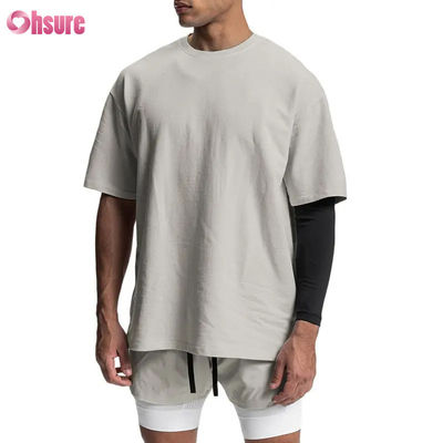 T-shirt de algodão vintage lavado de alta qualidade T-shirt de ginástica de esportes de grande porte masculino