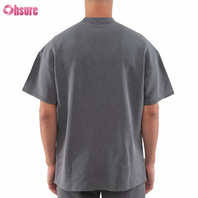 T-shirt Oversized com logotipo personalizado, de alta qualidade, em algodão vintage lavado, com caimento solto, ombros caídos e gramatura pesada
