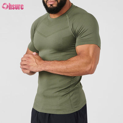 Camiseta de compressão masculina de poliéster personalizada, manga curta, leve, de secagem rápida, adequada para corrida e fitness