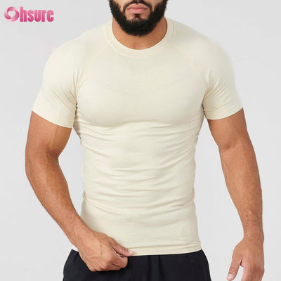 Camiseta de compressão masculina de poliéster personalizada, manga curta, leve, de secagem rápida, adequada para corrida e fitness