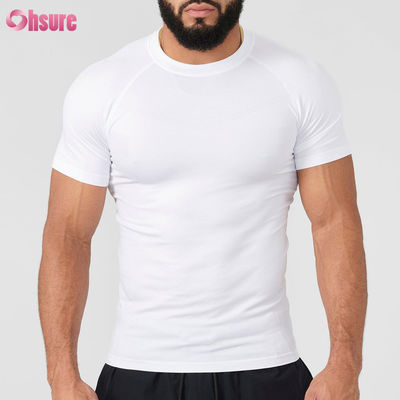 Camiseta de compressão masculina de poliéster personalizada, manga curta, leve, de secagem rápida, adequada para corrida e fitness