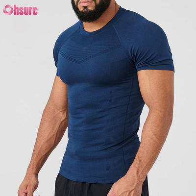 Camiseta de compressão masculina de poliéster personalizada, manga curta, leve, de secagem rápida, adequada para corrida e fitness