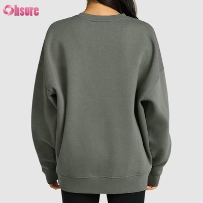 Camisa longa de pulôver impressa por encomenda para mulheres Desenho casual de pescoço redondo solto com capuz para esportes de inverno Tecido de malha
