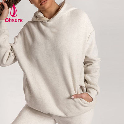 Ohsure Custom Logo Hoodies Feminino simples bordado 100% algodão camisetas largas de grande porte mulheres essenciais Hoodies Casual