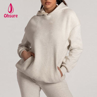 Ohsure Custom Logo Hoodies Feminino simples bordado 100% algodão camisetas largas de grande porte mulheres essenciais Hoodies Casual