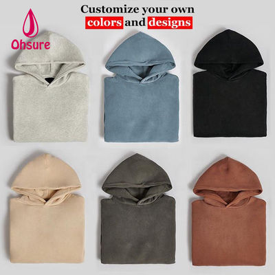 Ohsure Custom Logo Hoodies Feminino simples bordado 100% algodão camisetas largas de grande porte mulheres essenciais Hoodies Casual