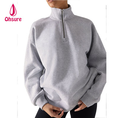 Ohsure Pullover 1/2 Zip 1/4 Zip Sweatshirt em branco Suécer de manga longa de tamanho grande Suécer de manga longa Feminino Hoodie de algodão personalizado Venda quente de lã
