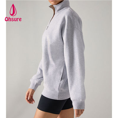 Ohsure Pullover 1/2 Zip 1/4 Zip Sweatshirt em branco Suécer de manga longa de tamanho grande Suécer de manga longa Feminino Hoodie de algodão personalizado Venda quente de lã