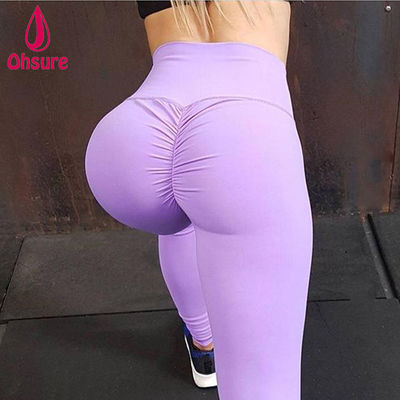 Leggings de treino casuais elásticos com efeito push-up, fitness, sexy e franzidos na parte de trás