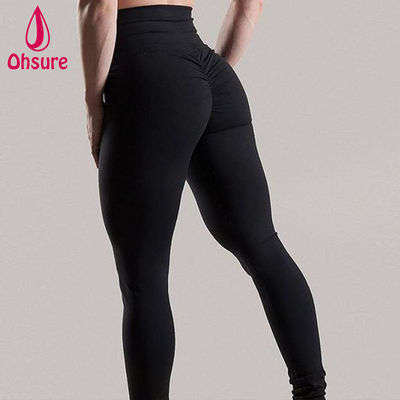 Leggings de treino casuais elásticos com efeito push-up, fitness, sexy e franzidos na parte de trás