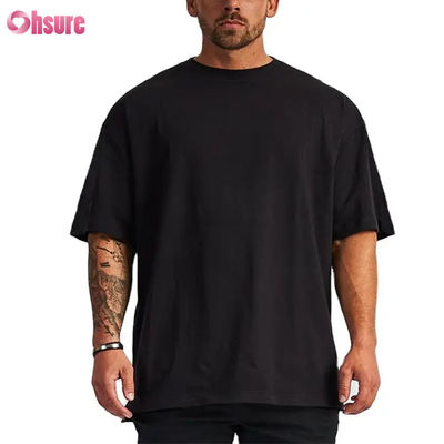 Logotipo personalizado Roupas de rua T-Shirt pesado Impressão preto algodão pesada gota ombro espesso T-Shirt em branco