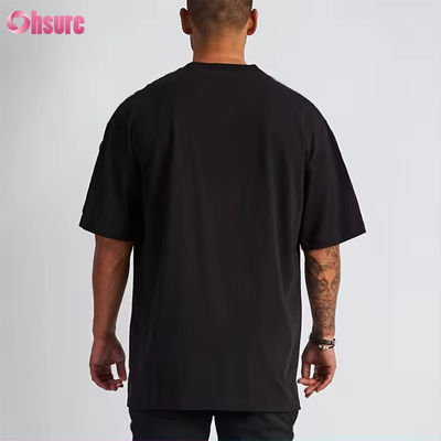 Logotipo personalizado Roupas de rua T-Shirt pesado Impressão preto algodão pesada gota ombro espesso T-Shirt em branco